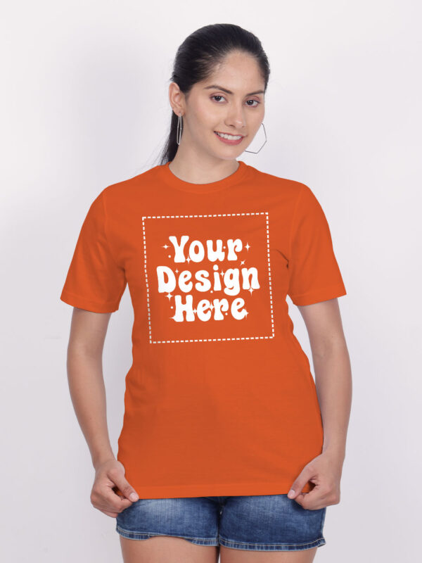 Customize Night Glow Women Orange Tshirt - Image 4