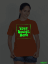 Customize Night Glow Women Orange Tshirt - Image 5