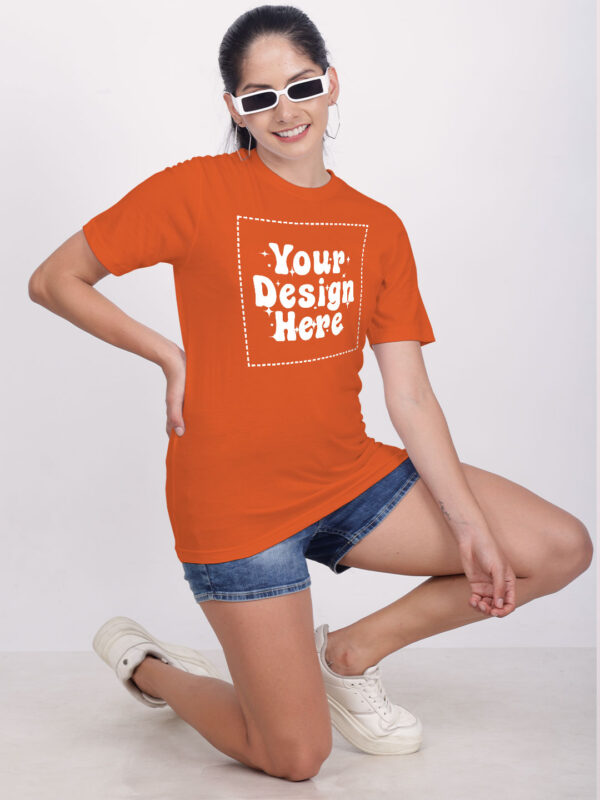 Customize Night Glow Women Orange Tshirt - Image 2