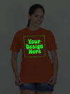 Customize Night Glow Women Orange Tshirt
