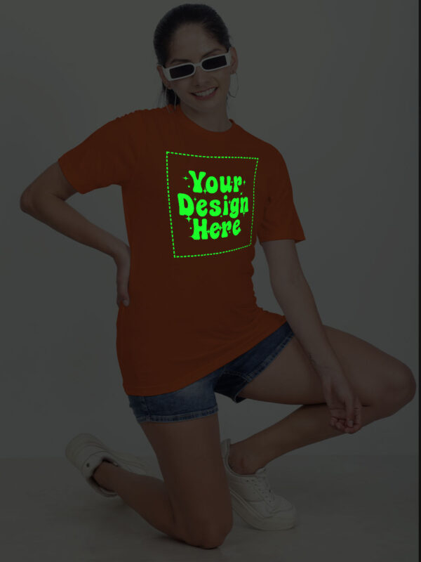 Customize Night Glow Women Orange Tshirt - Image 7
