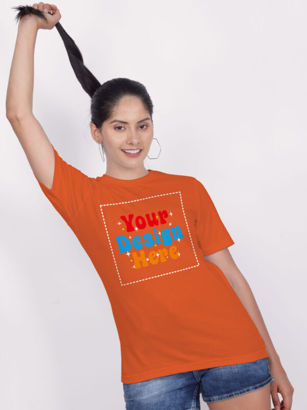 Women Orange Customize Printed T-shirt - Image 2