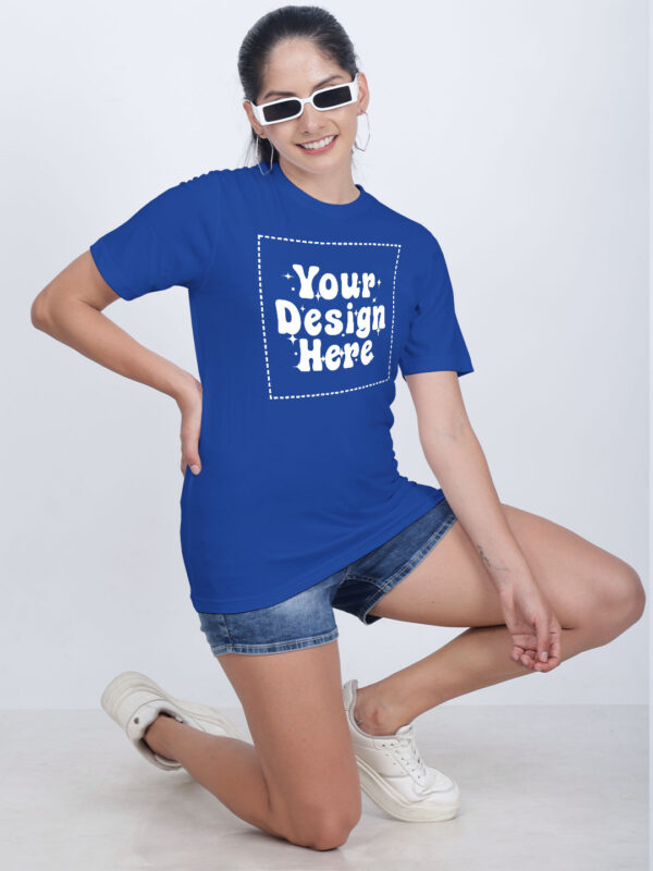 Customize Night Glow Women Royal Blue Tshirt - Image 2