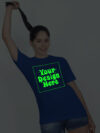 Customize Night Glow Women Royal Blue Tshirt - Image 3