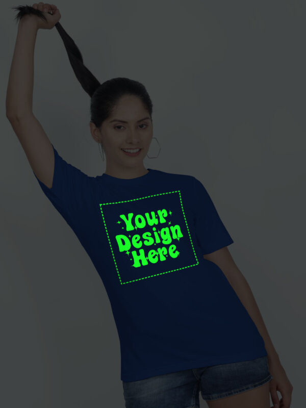 Customize Night Glow Women Royal Blue Tshirt - Image 3