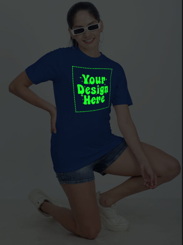 Customize Night Glow Women Royal Blue Tshirt - Image 7