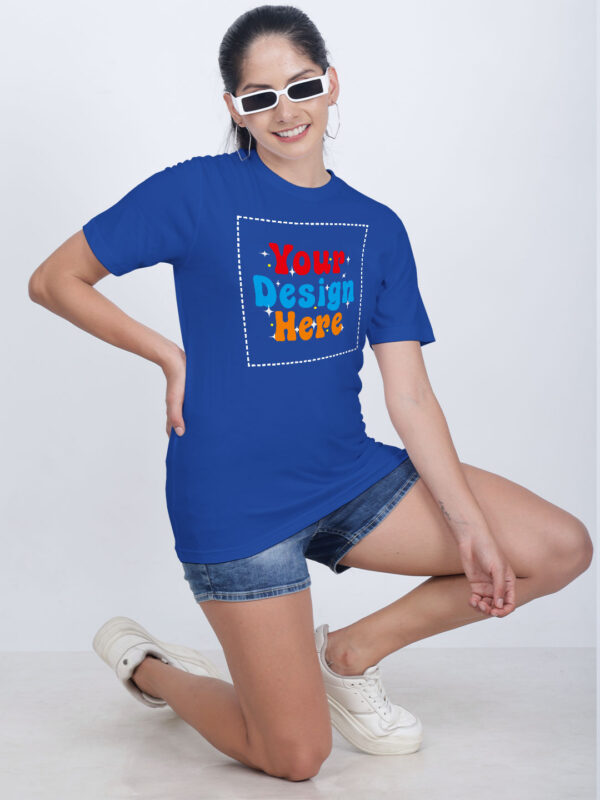 Women Royal Blue Customize Printed T-shirt - Image 3