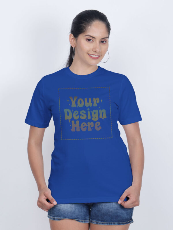 Royal Blue Rainbow Reflective Women Customize Tshirt - Image 4