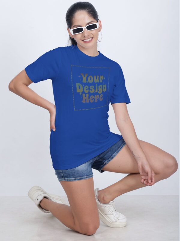 Royal Blue Rainbow Reflective Women Customize Tshirt - Image 2