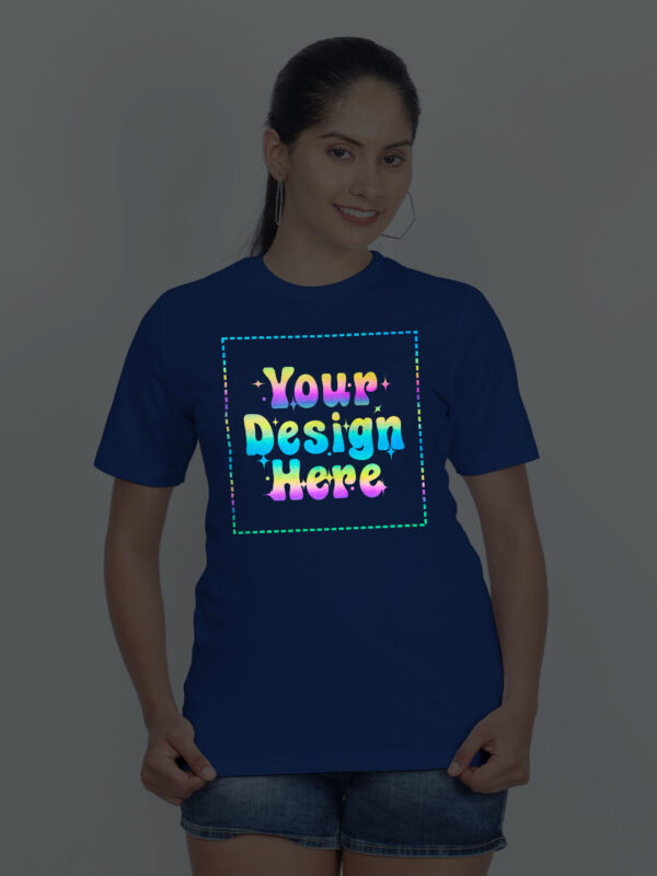 Royal Blue Rainbow Reflective Women Customize Tshirt - Image 1