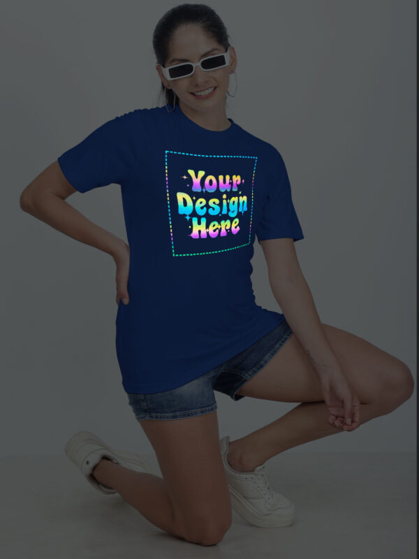 Royal Blue Rainbow Reflective Women Customize Tshirt - Image 5