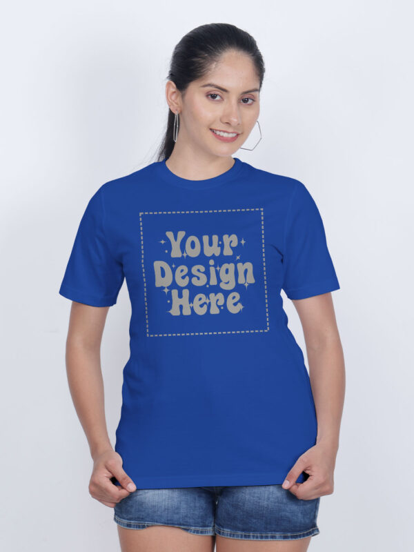 Customize Reflective Women Royal Blue Tshirt - Image 4