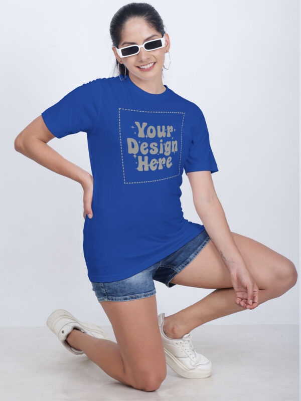 Customize Reflective Women Royal Blue Tshirt - Image 2