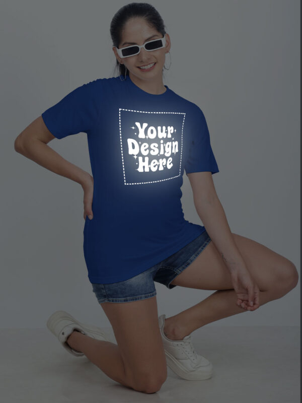 Customize Reflective Women Royal Blue Tshirt - Image 6