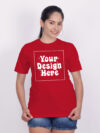 Customize Night Glow Women Red Tshirt - Image 4