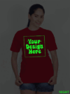 Customize Night Glow Women Red Tshirt - Image 5