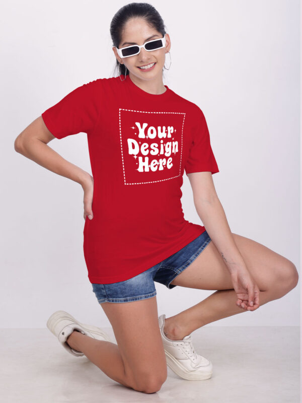 Customize Night Glow Women Red Tshirt - Image 2