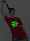Customize Night Glow Women Red Tshirt - Image 3