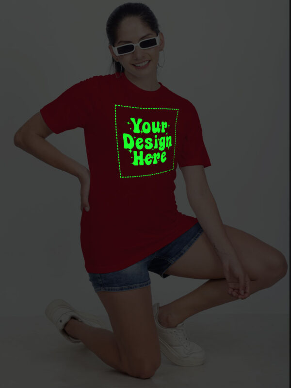 Customize Night Glow Women Red Tshirt - Image 7