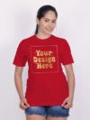 Women Customize Red Gold Printed Tshirt