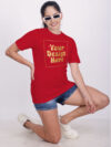 Women Customize Red Gold Printed Tshirt - Image 3