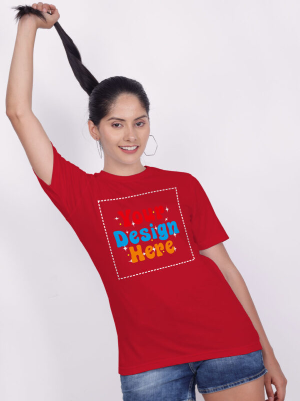 Women Red Customize Printed T-shirt - Image 2