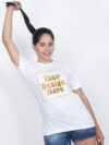 Women Customize White Gold Printed Tshirt - Image 2