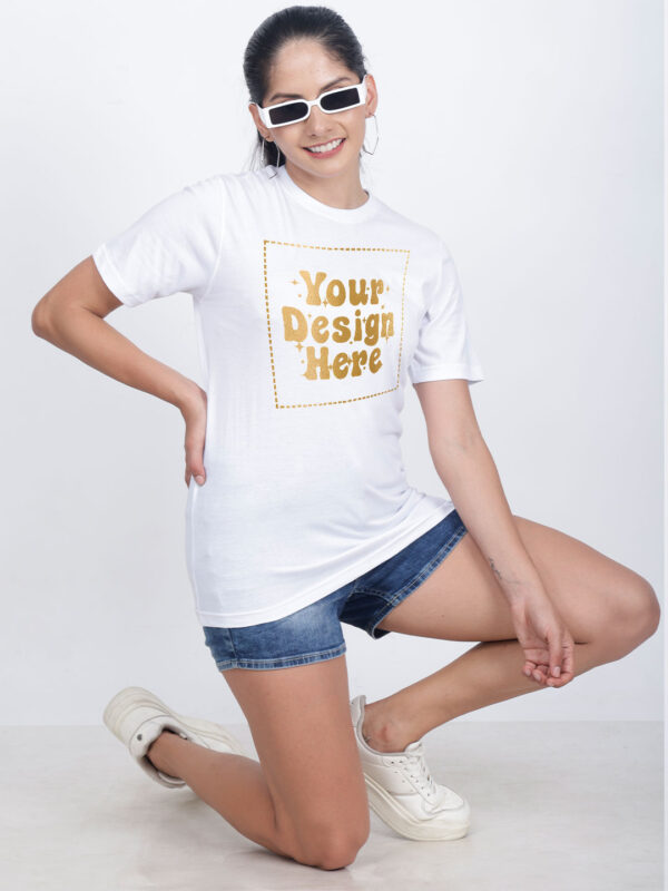 Women Customize White Gold Printed Tshirt - Image 3