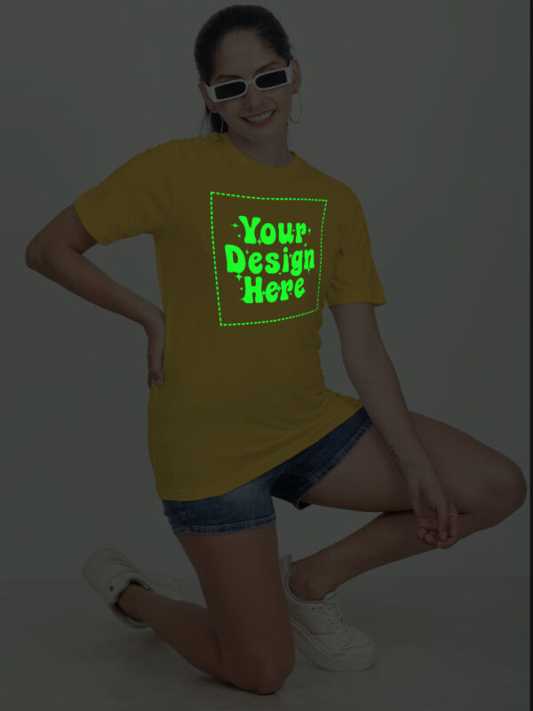 Customize Night Glow Women Yellow Tshirt - Image 7