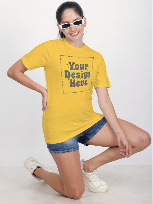 Yellow Rainbow Reflective Women Customize Tshirt - Image 2