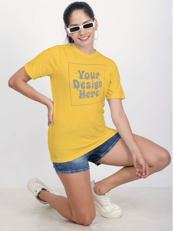 Customize Reflective Women Yellow Tshirt - Image 2