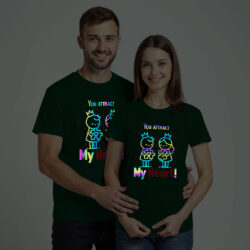 Bgreen Cotton You Attract My Heart Couple Rainbow Reflective T-shirt