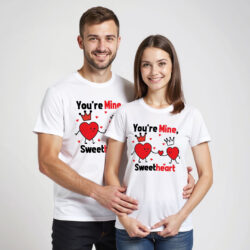 White Cotton You're Mine Sweetheart Couple T-shirt