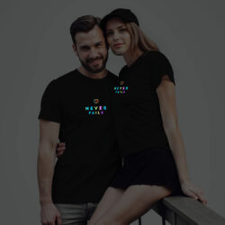 Black Cotton Love Never Fails Couple Rainbow Reflective T-shirt