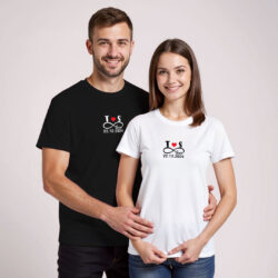 Black White Cotton Custom Name Love Couple T-shirt