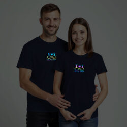 Nblue Cotton Custom Name Love Couple Rainbow Reflective T-shirt