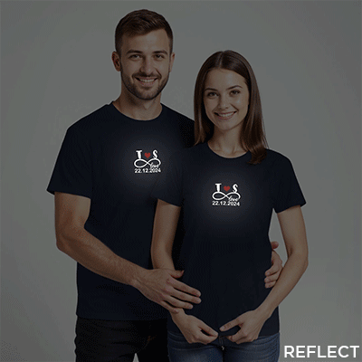 Nblue Cotton Custom Name Love Reflective Couple T-shirt