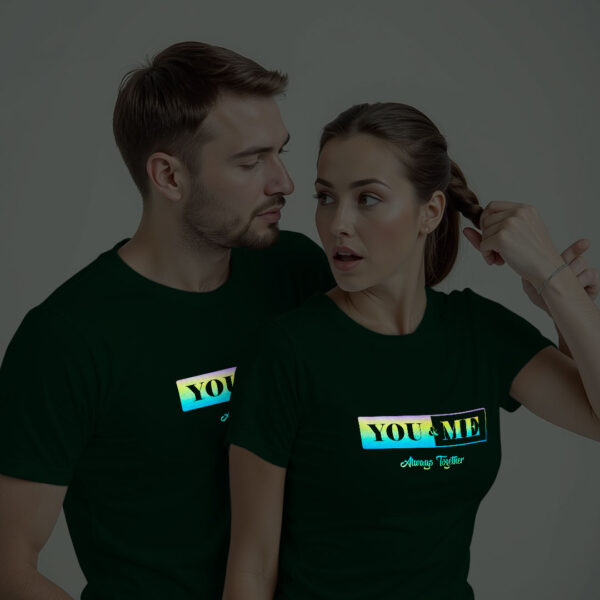 Bgreen Cotton Always Together Couple Rainbow Reflective T-shirt