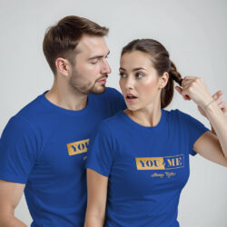 Rblue Cotton Always Together Gold Printed Couple T-shirt