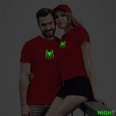 Red Cotton Spider Couple Glow In The Dark T-shirt