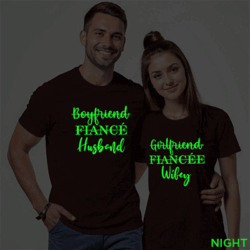 Maroon Cotton Husband Wifey Couple Glow In The Dark T-shirt