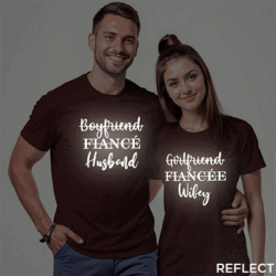 Maroon Cotton Husband Wifey Reflective Couple T-shirt