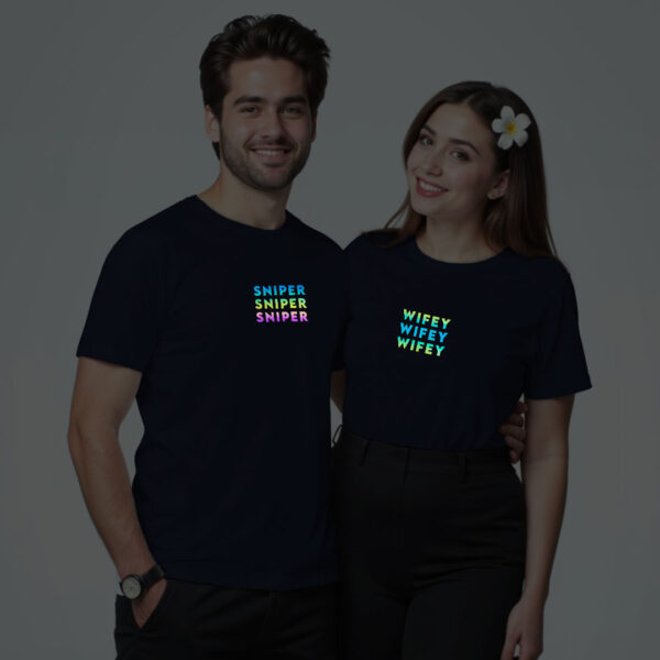 Nblue Cotton Sniper Wifey Couple Rainbow Reflective T-shirt