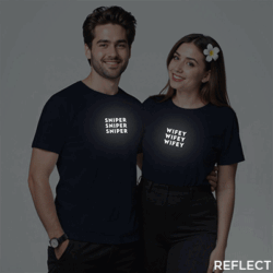 Nblue Cotton Sniper Wifey Reflective Couple T-shirt