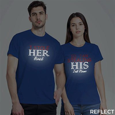 Rblue Cotton I Stole Her Heart Reflective Couple T-shirt
