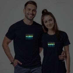 Nblue Cotton Hubby Wifey Couple Rainbow Reflective T-shirt