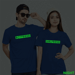 Rblue Cotton Girlfriend Boyfriend Couple Glow In The Dark T-shirt
