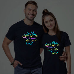 Nblue Cotton He's Mine She's Mine Couple Rainbow Reflective T-shirt