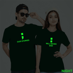 Bgreen Cotton Our Stories Never End Couple Glow In The Dark T-shirt