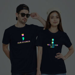 Nblue Cotton Our Stories Never End Couple Rainbow Reflective T-shirt